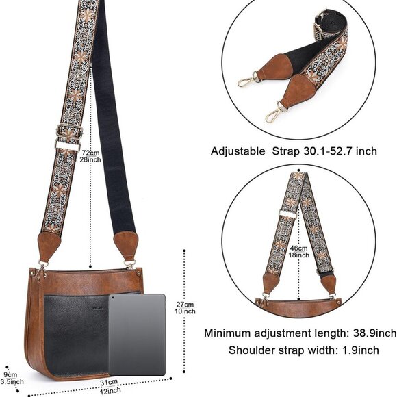 Crossbody Bags for Women Trendy Vegan Leather Hobo Handbags With 2PCS Adjustable - Picture 2 of 9